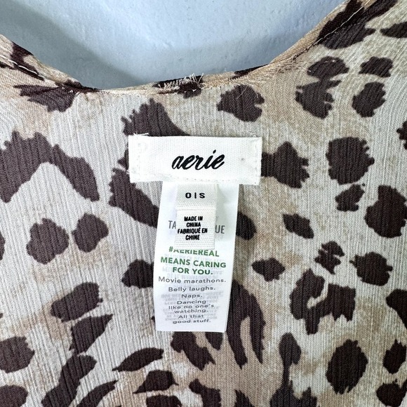 Aerie Sheer Leopard Print Open Front Kimono Robe Brown Cover Up Women's One Size - Picture 6 of 11